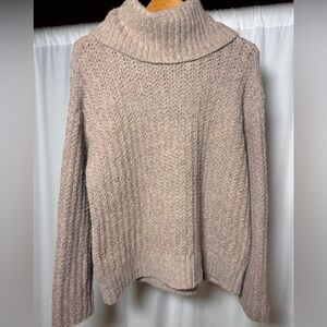 Maeve Anthropologie Sweater Womens XS Beige Cowl Turtleneck Chunky Knit Pullover